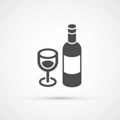 Bottle of wine trendy flat icon.Vector