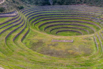 Round agricultural terraces of Incas at Moray, Sacred Valley, Peru