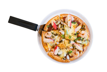 delicious pizza with seafood