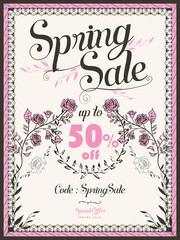 retro spring sale poster design
