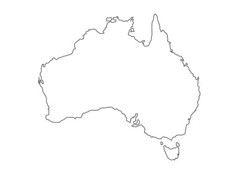 Australia Black Outline Map Vector Illustration