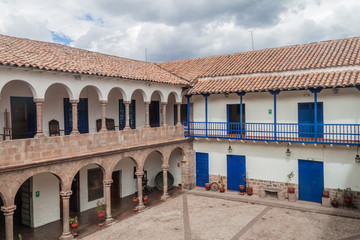 Courtyard of an old colonial house in Cuzco, Peru.