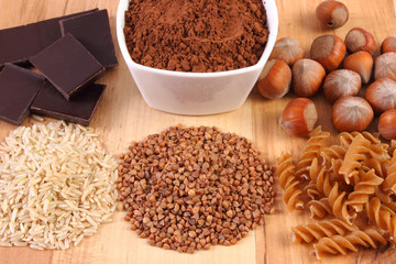 Natural ingredients and products containing magnesium and dietary fiber, healthy nutrition