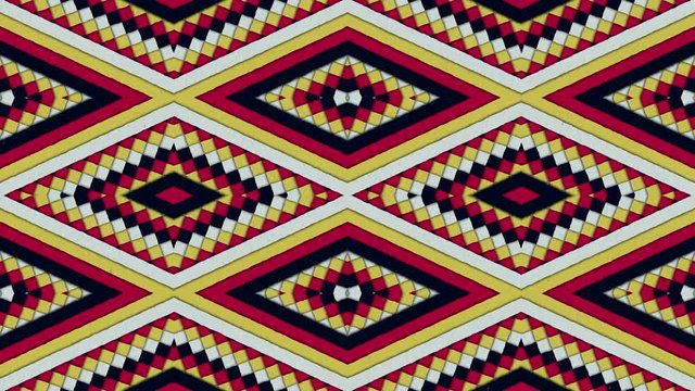 Kaleidoscopic Shapes Stripes and Rhombus Colorful Seamless Looping Background