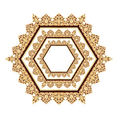 Pattern of flower carved frame on wood for decoration isolated o