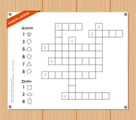 Crossword, education game for children about Geometric Shapes
