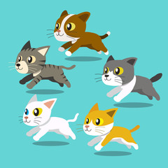 Fototapeta na wymiar Cartoon cats running set