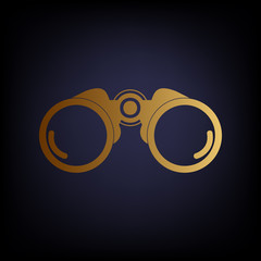 Binocular sign. Golden style icon