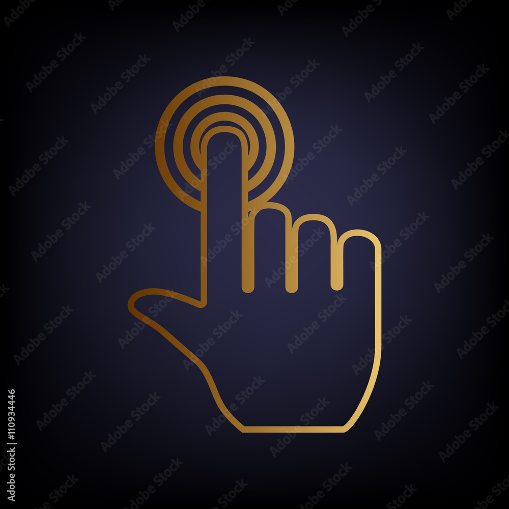 Aufkleber hand click on button
