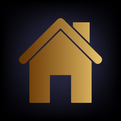 Home silhouette. Golden style icon