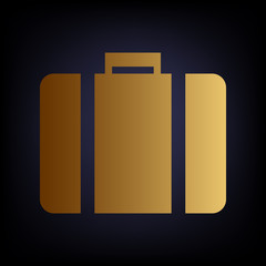 Briefcase sign. Golden style icon