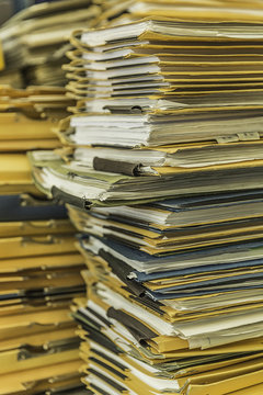 Stacks of paper files