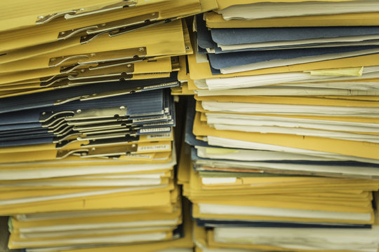 Stacks of paper files