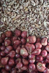 red onion and garlic