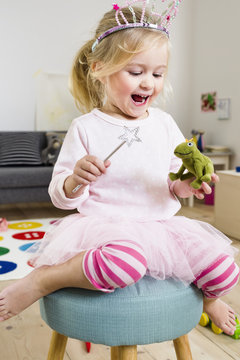 Girl playing fairy princess