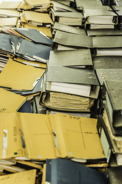 Rows of paper files
