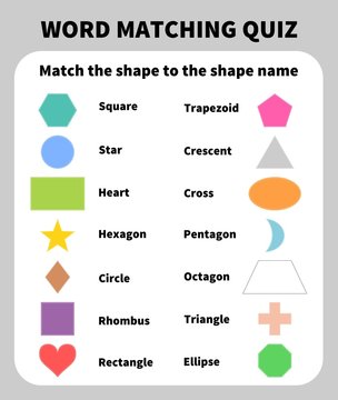 Collection of basic 2D shapes for kids learning, colorful