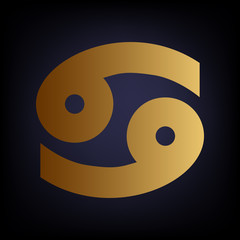 Cancer sign. Golden style icon