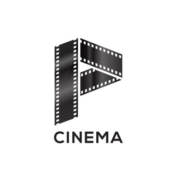 Abstract letter P logo for negative videotape film production