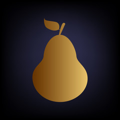 Pear sign. Golden style icon