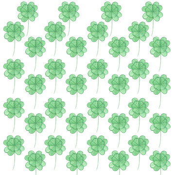 Pattern with watercolor clover.