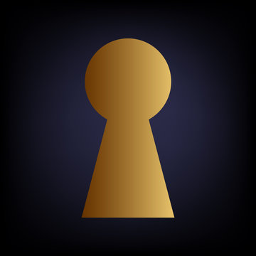 Keyhole sign. Golden style icon