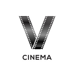 Fototapeta na wymiar Abstract letter V logo for negative videotape film production