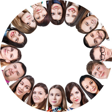 Group Of A Happy People In Circle 