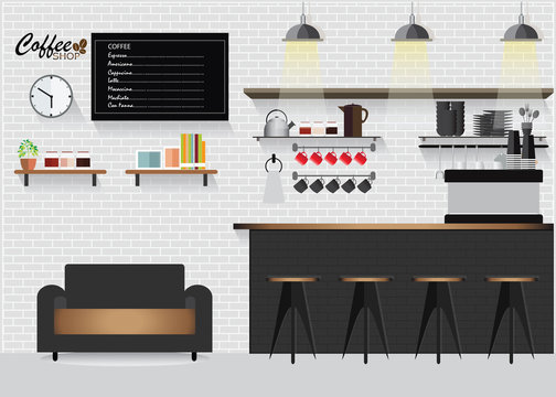 Modern Flat Design Coffee shop.