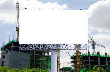 Blank billboard for advertisement on the construction site