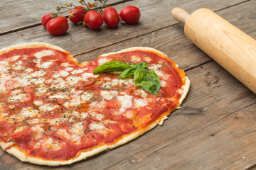 Heart-shaped pizza