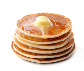 Pancakes on white background.