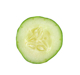 Slice of cucumber isolated on white background