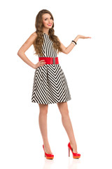 Fototapeta premium Elegant Smiling Woman Presenting