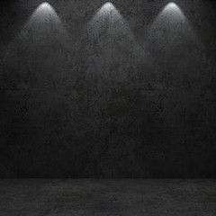 Concrete dark wall and floor. 3D rendering