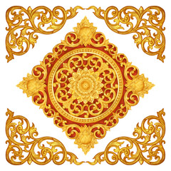 Pattern of flower carved on wood