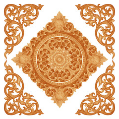 Pattern of flower carved on wood