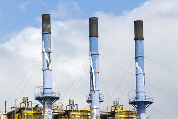 Three tube blue color. Group of colored tubes