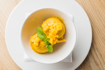 Mango ice cream sorbet