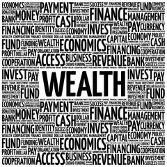WEALTH word cloud, business concept