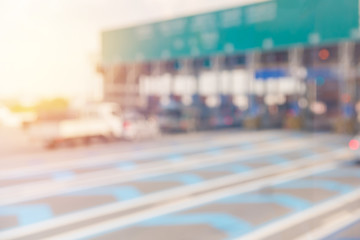 blurry of car in Toll collecting on the expressway in Bangkok Th