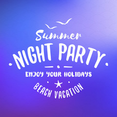 Vintage Hipster Summer Holidays Label or Badge. Beach Party. Vector Design Element on Coloful Summer Background