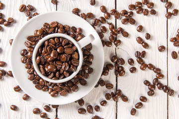 coffee beans in a cup on the table