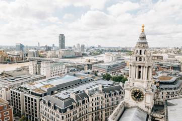 Fototapeta premium Aerial view of London from the dome of St Paul´s Church a cloudy day of summer