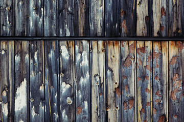 Vintage dark wooden background.  Beige and dark blue old board. Wood background. Wood texture.