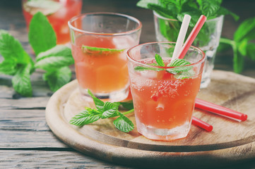 Fresh strong alcohol cocktail with rum and mint