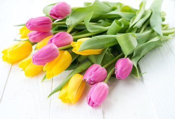 Bouquet of spring tulips