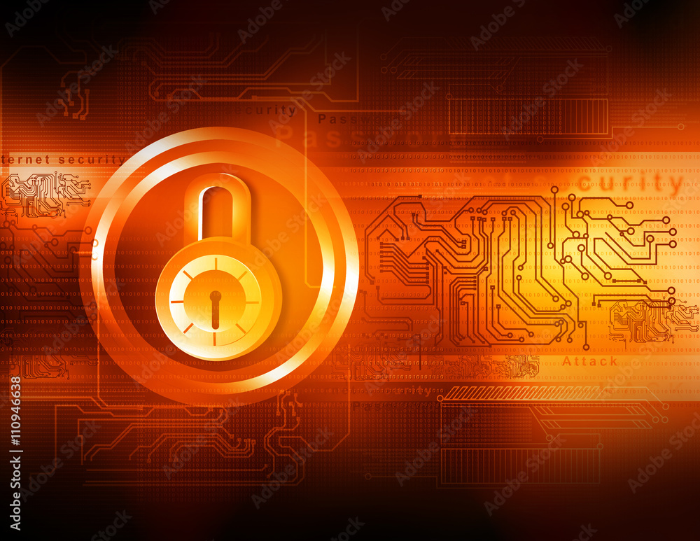 Poster internet security. closed pad lock on digital background .
