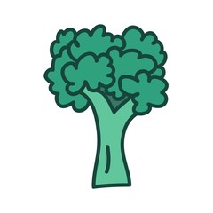 Green broccoli illustration, hand drawn style. Vector pattern