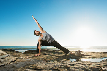 Extended Side Angle Pose - Utthita Parsvakonasana, Windansea beach, La Jolla, California